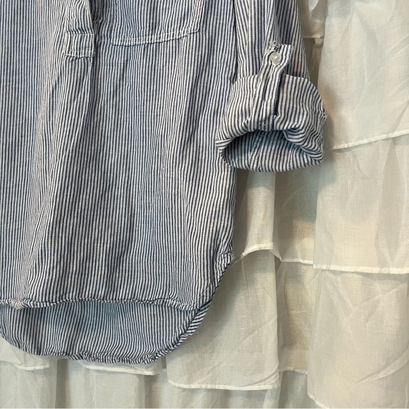 Dalia Collection Stripe Adjustable Sleeve Shirt - Size XS - Picture 6 of 11